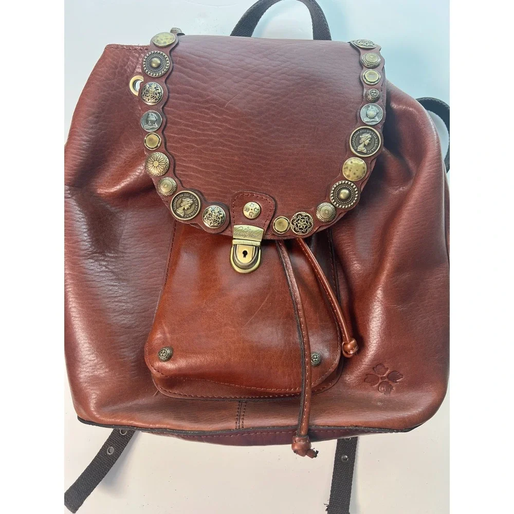 Patricia Nash Leather Backpack Bag Brown Renaissance Coin Tobacco W Tags Unused